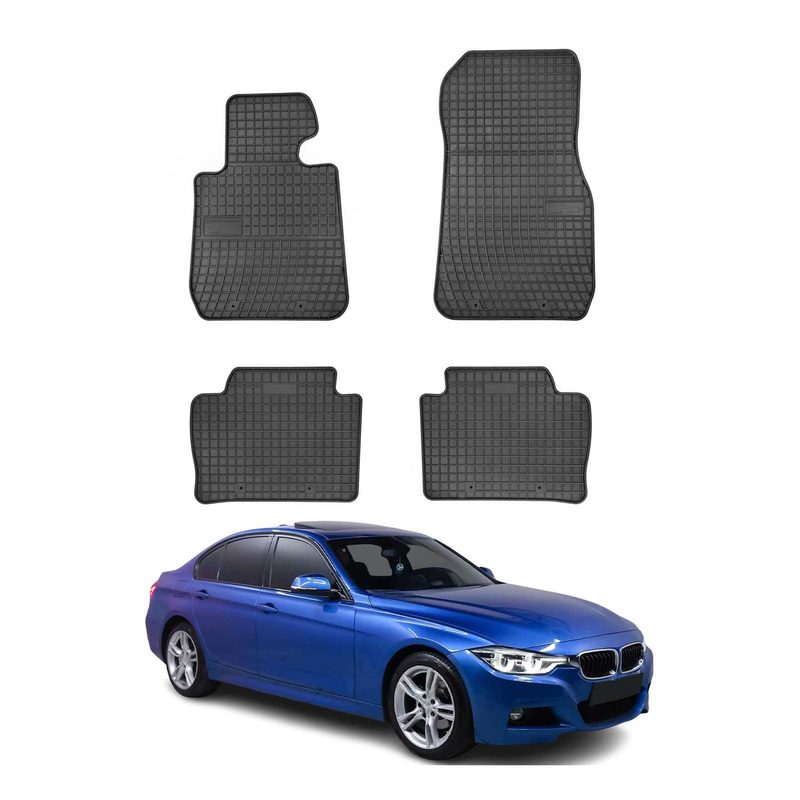 2012-2019 BMW 3 Series F30 F31 Sedan & Wagon Floor Mats Liners Full Set All Weather Rubber Black