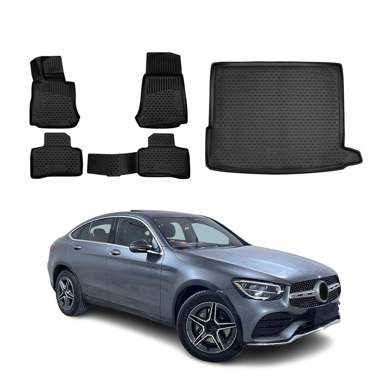 2016-2022 Mercedes GLC Class X253 Floor Mats & Cargo Liner Full Set All Weather Black