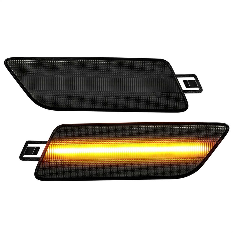 For Porsche Macan 2014-2022 Front Bumper LED Side Marker Turn Signal Lights Chrome Housing Smoked Lens