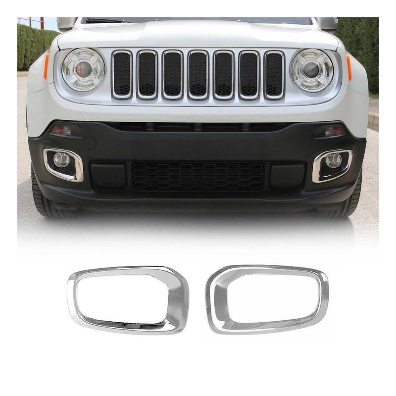 2015-2018 Jeep Renegade Fog Light Lamp Bezel Cover Steel Silver 2 Pcs