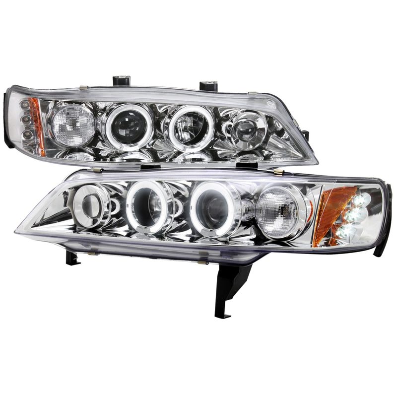 1994-1997 Honda Accord Dual Halo Projector Headlights Chrome/Clear Lens