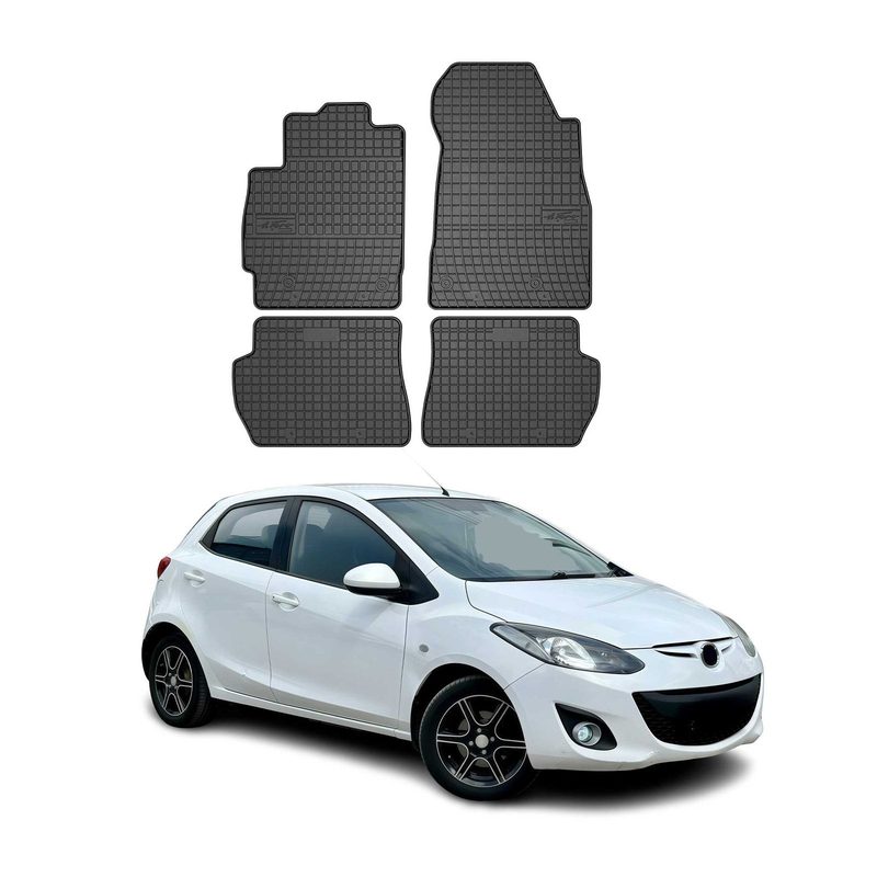 2011-2014 Mazda 2 Floor Mats Liners Full Set All Weather Rubber Black