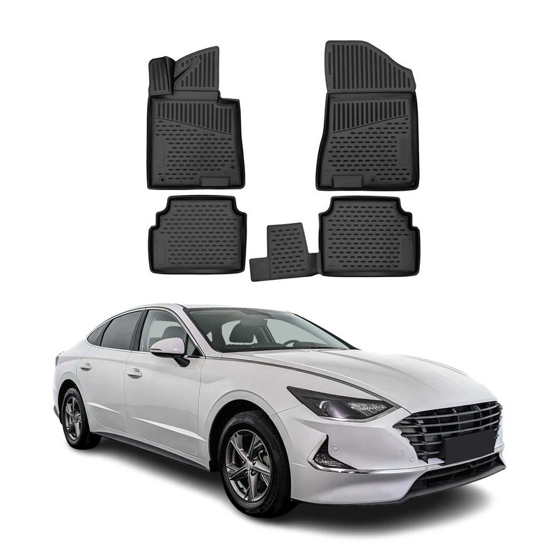 2020-2024 Hyundai Sonata Sedan Floor Mats Liners Full Set All Weather Black