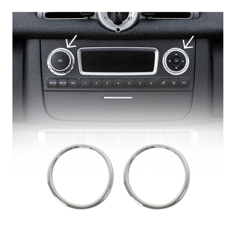 2007-2015 Smart ForTwo Radio Button Switch Seal Washer Trim Stainless Steel 2 Pcs