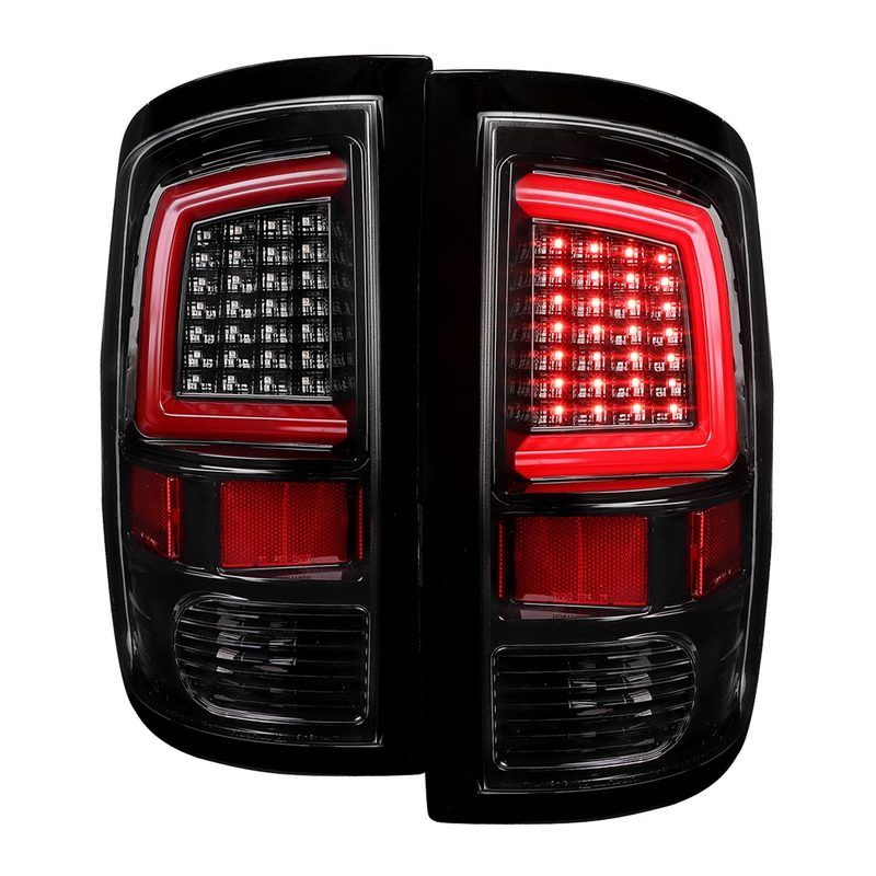 2009-2018 Dodge RAM 1500 2500 3500 White Bar LED Tail Lights Glossy Black