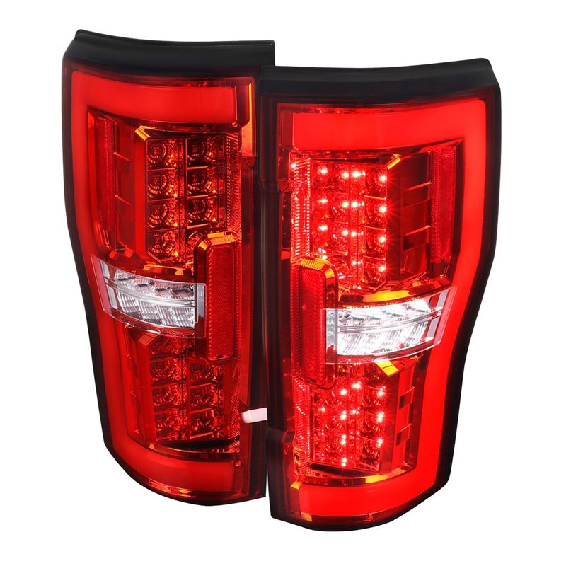 2017-2019 Ford F-250/350/450/550 Super Duty LED Bar Tail Lights Chrome/Red