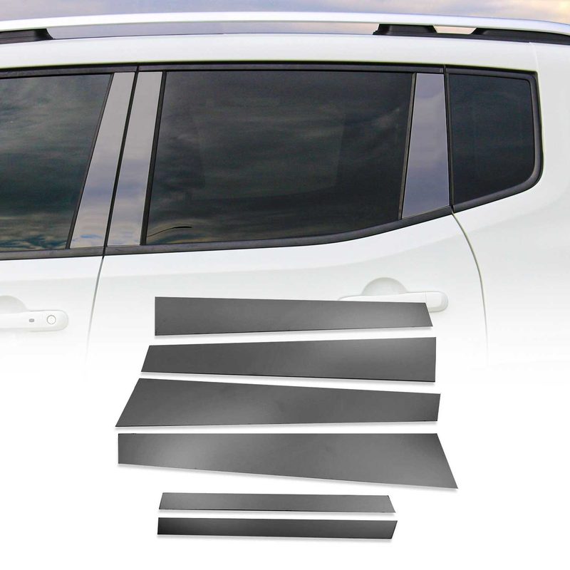 2007-2013 Mercedes S Class W221 Window B Pillar Posts Trim Stainless Steel Dark 6x
