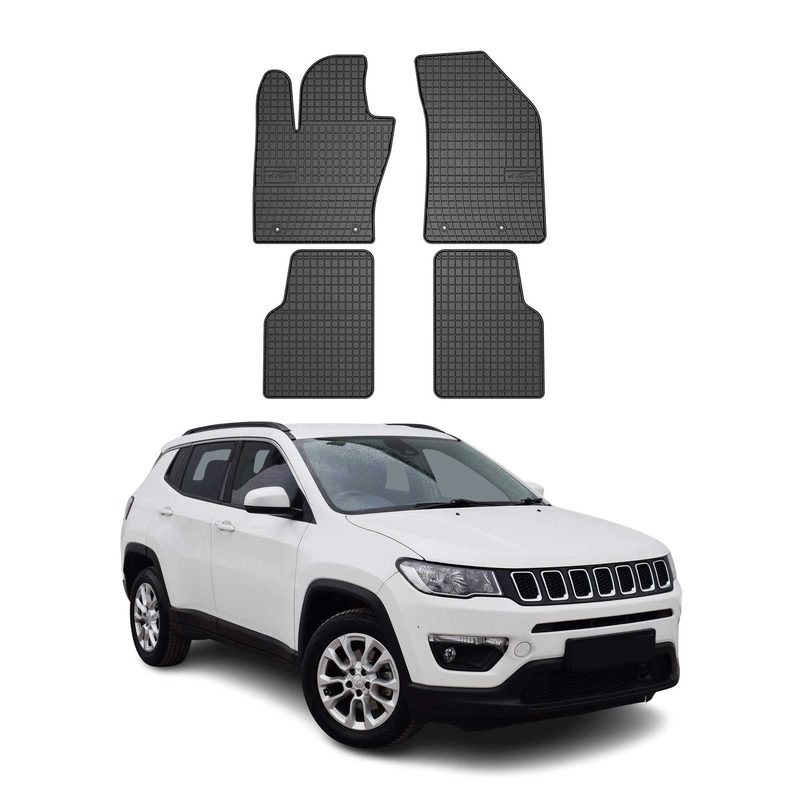 2017-2026 Jeep Compass Floor Mats Liners Full Set All Weather Rubber Black