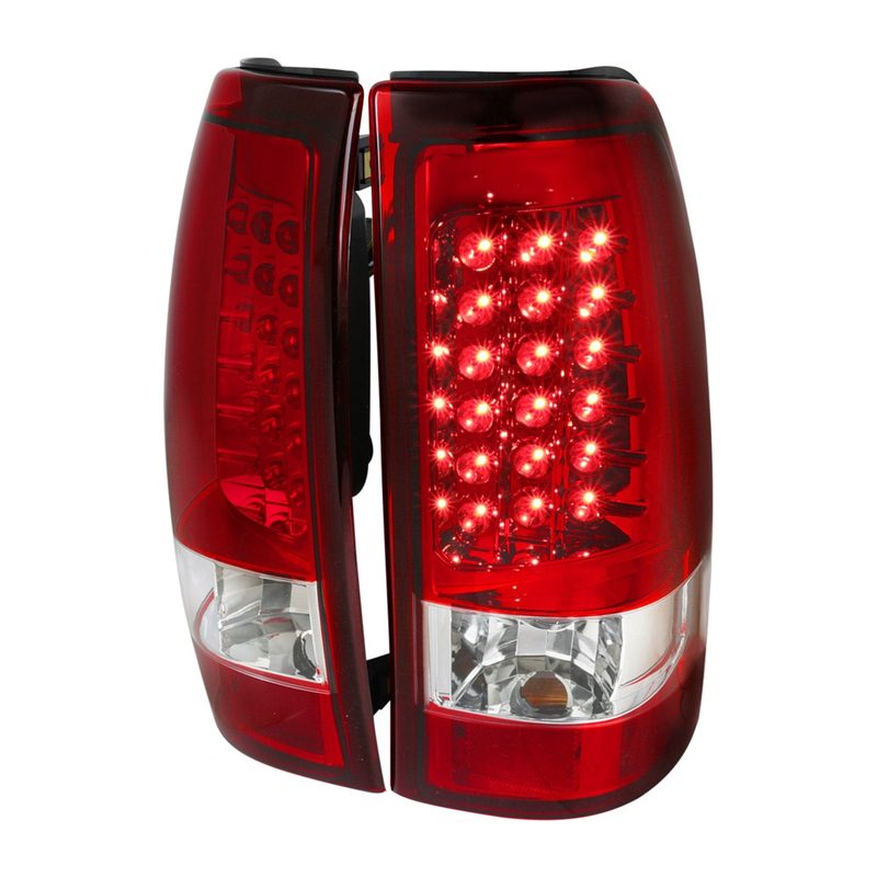2003-2006 Chevy Silverado LED Tail Lights Chrome Housing/Red Clear Lens