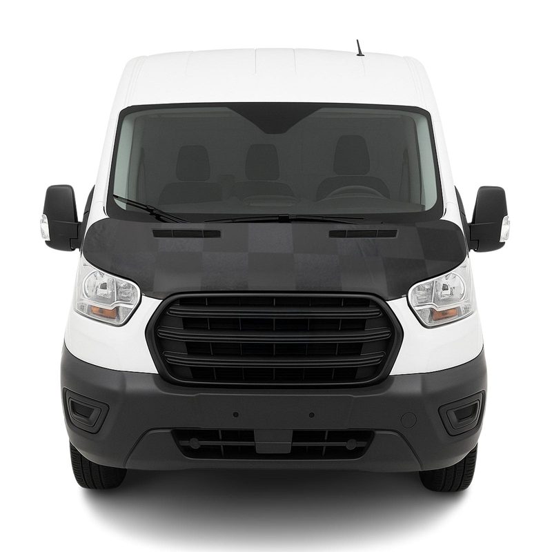 2015-2026 Ford Transit Car Bonnet Mask Hood Bra Black Full Cover Chequered