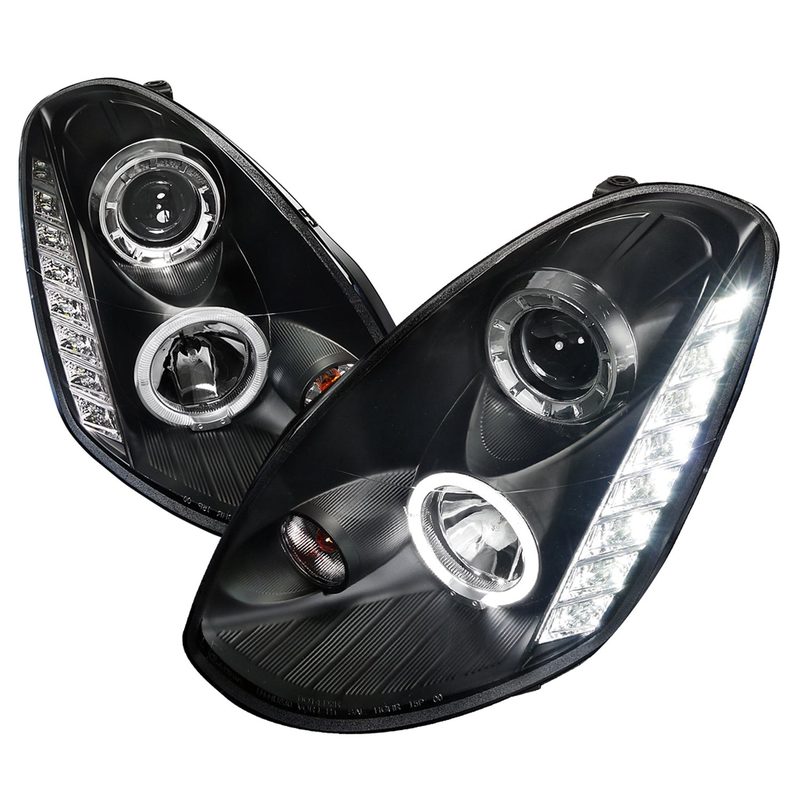 2005-2006 Infiniti G35 Sedan Halo Projector Headlights SMD LED Light Black