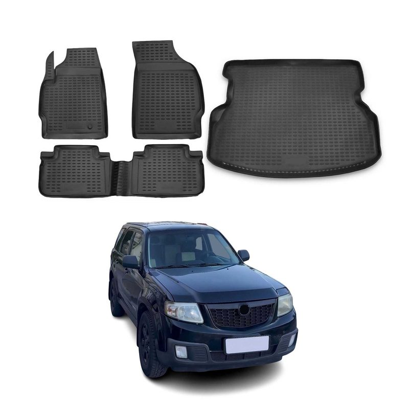 2008-2011 Mazda Tribute Floor Mats & Cargo Liner Full Set All Weather Black