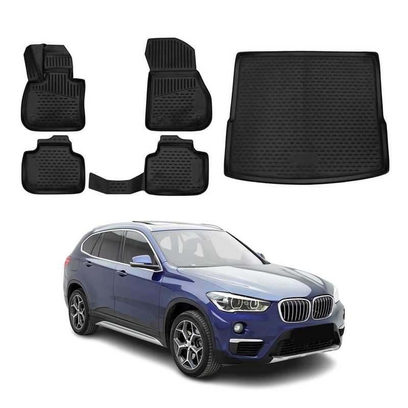 2016-2022 BMW X1 F48 Floor Mats & Cargo Liner Full Set All Weather Black