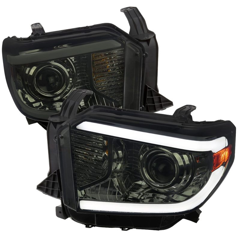 2014-2021 Toyota Tundra LED Turn Signal LED Bar Projector Headlights Smoke