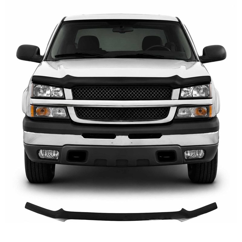 2003-2005 Chevrolet Silverado 1500 Front Bug Shield Hood Deflector 1 Pc Smoke Stick Install