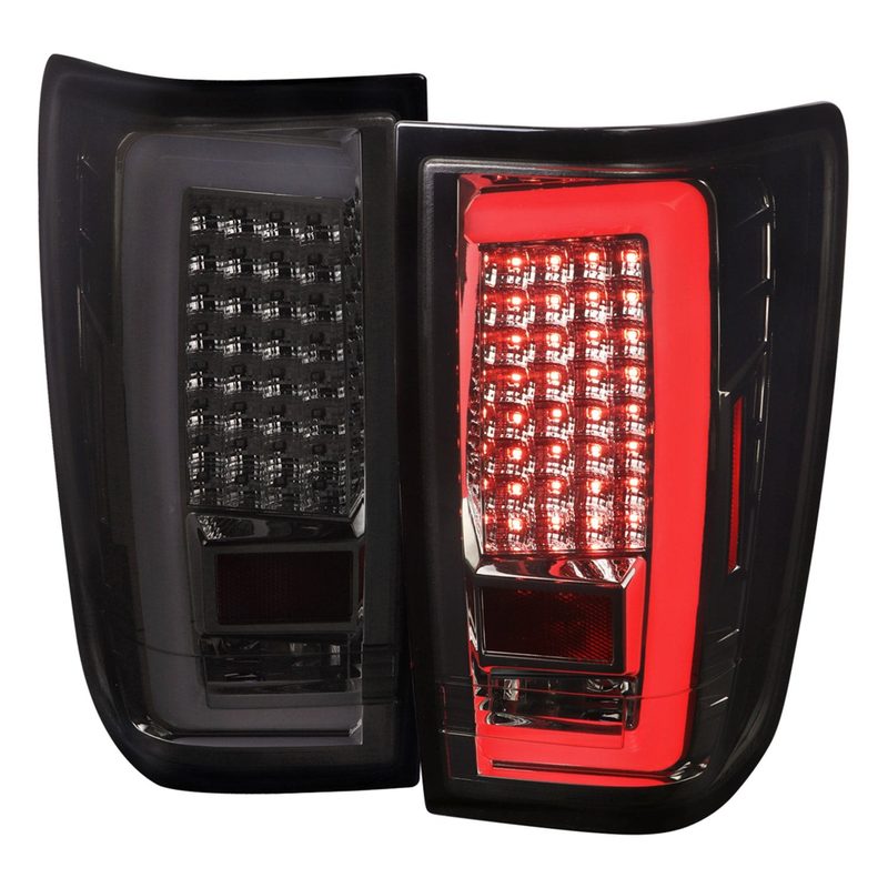 2004-2015 Nissan Titan LED Tail Lights with White LED Tube Chrome/Smoke Lens