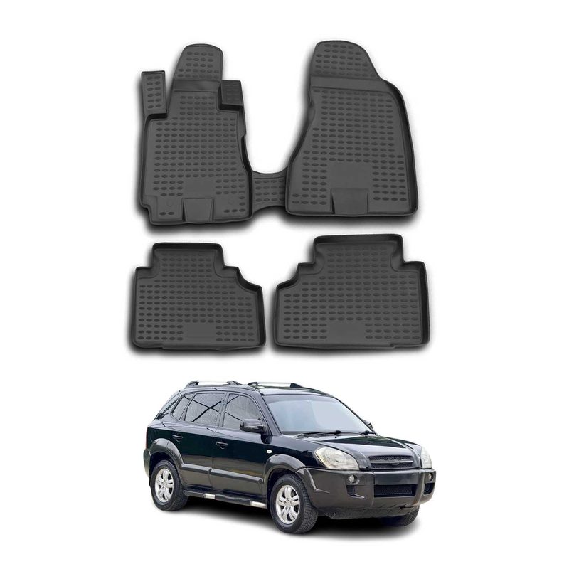 2005-2009 Hyundai Tucson Floor Mats Liners Full Set All Weather Black