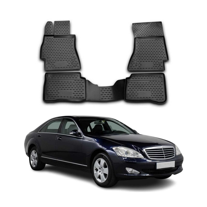 2007-2013 Mercedes S Class W221 SWB Floor Mats Liners Full Set All Weather Black