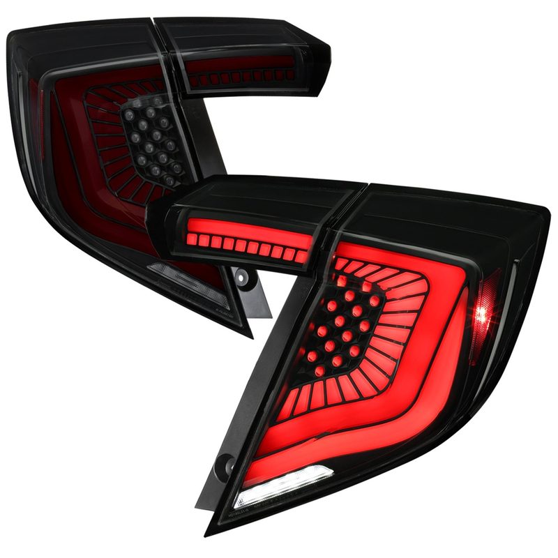 2017-2021 Honda Civic Hatchback LED Sequential Signal Tail Lights Black/Smoke