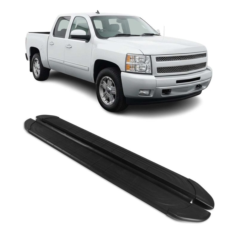 2007-2019 Chevy Silverado / GMC Sierra 1500 2500HD 3500HD CrewCab Running Boards Side Step Nerf Bars Alu Black