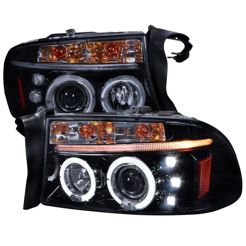 1997-2004 Dodge Dakota/ 1998-2003 Durango Dual Halo Projector Headlights Smoke