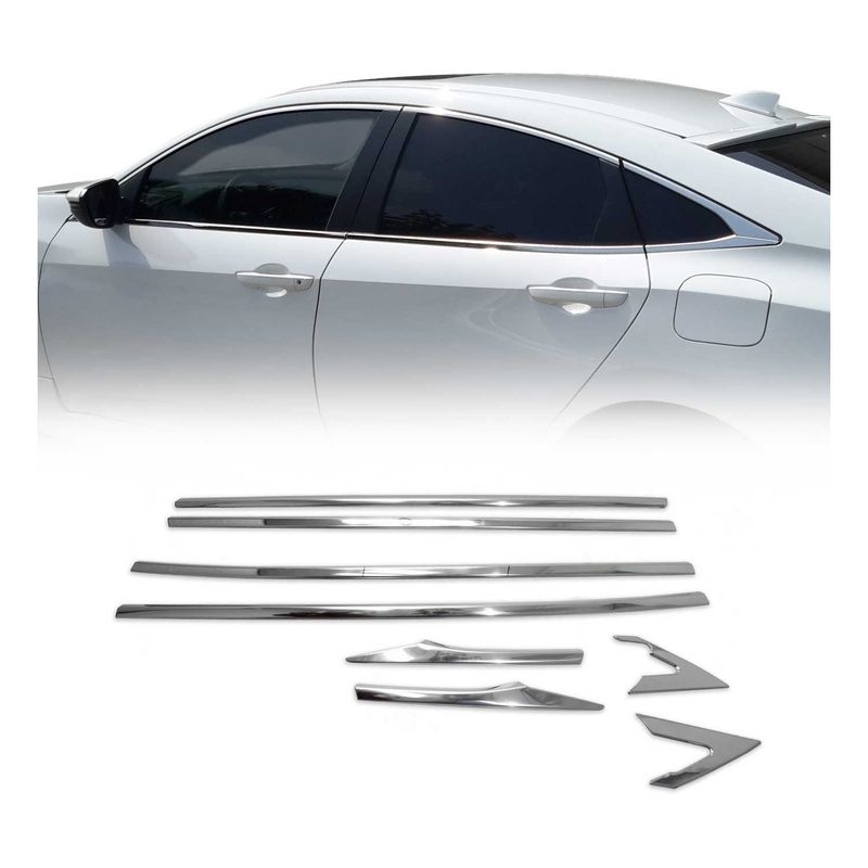 2016-2021 Honda Civic Sedan Window Molding Trim Streamer Stainless Steel