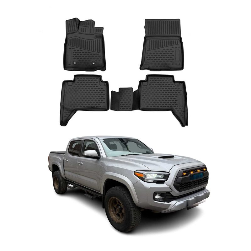 2016-2017 Toyota Tacoma Double Cab Floor Mats Liners Full Set All Weather