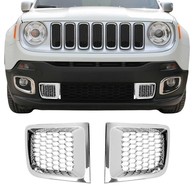 2015-2018 Jeep Renegade Front Bumper Trim Molding Chrome ABS 2Pcs