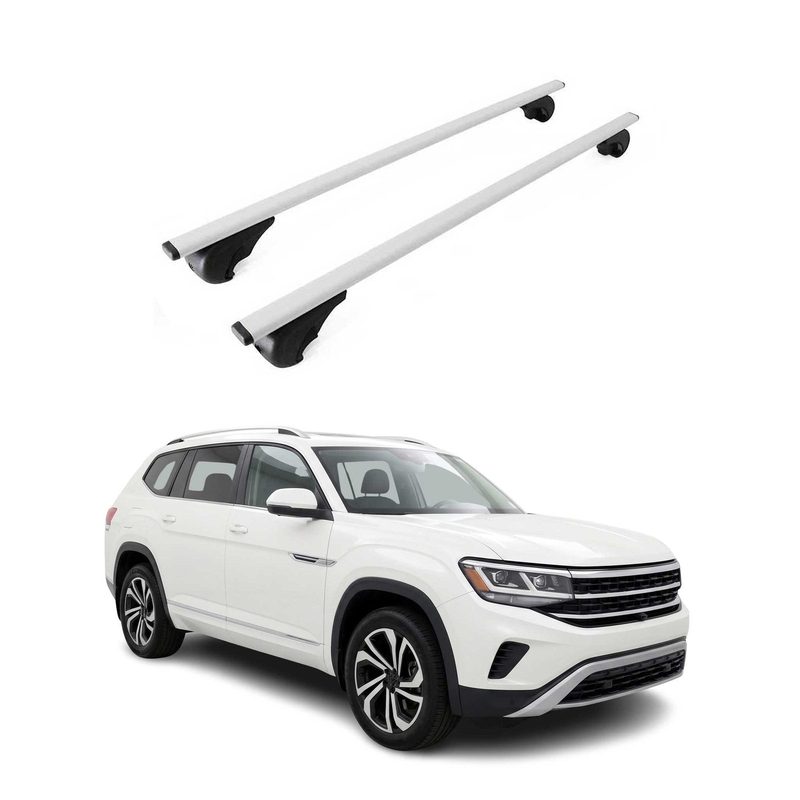 Roof Rack Cross Bars Luggage Durable for Volkswagen Atlas 2018-2026 Metal Gray