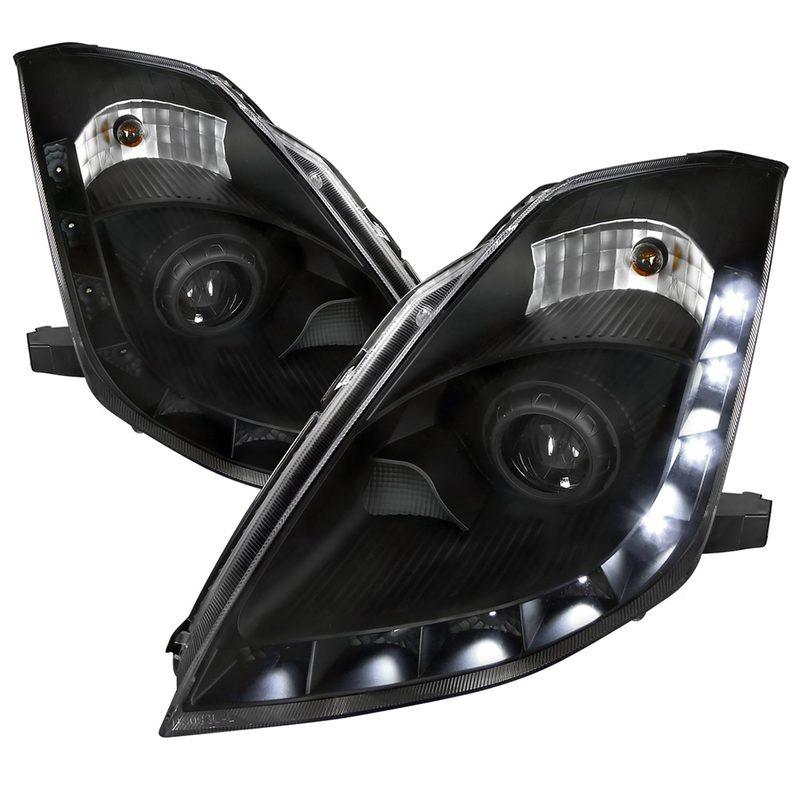 2006-2009 Nissan 350Z SMD LED Light Projector Headlights Matt Black/Clear