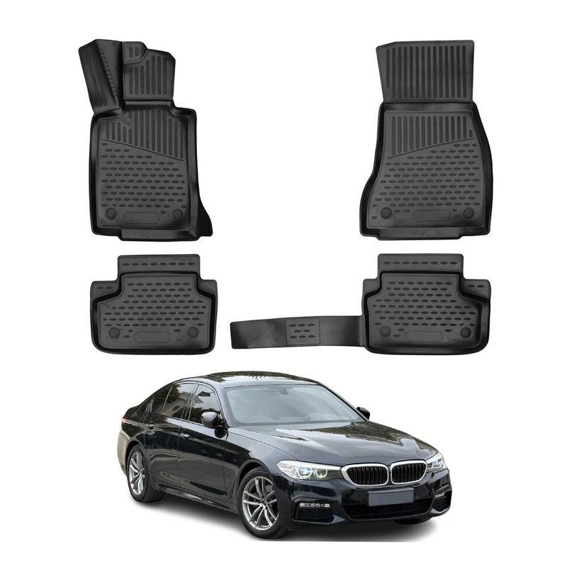 2017-2023 BMW 5 Series G30 G31 Sedan Touring Floor Mats Liners Full Set All Weather Black