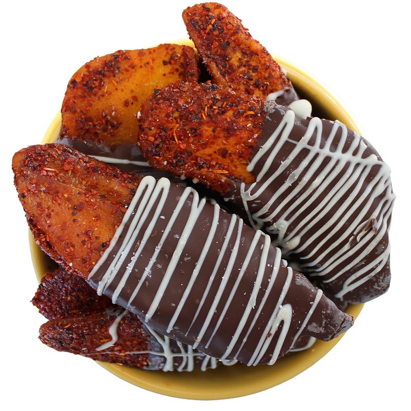 Mango Enchilado Con Sal Rosa Del Himalaya Cubierto Con 3 Chocolates
