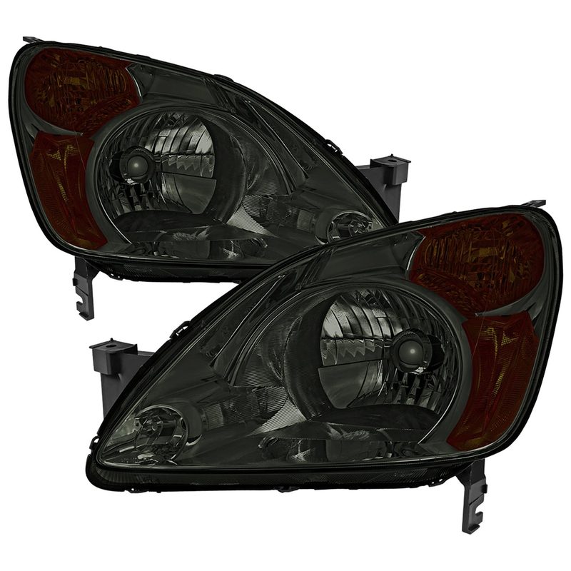 2002-2004 Honda CR-V Factory Style Headlights w/Amber Reflector Chrome/Smoke