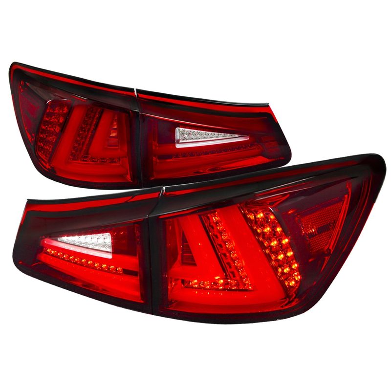 2006-2008 Lexus IS250/IS350 LED Tail Lights & Trunk Lights Chrome/Red Lens