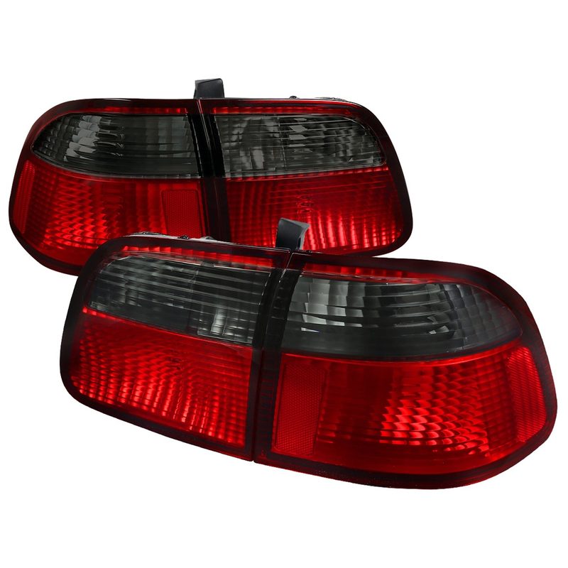 1999-2000 Honda Civic Sedan Tail Lights Chrome Housing/Red Smoke Lens