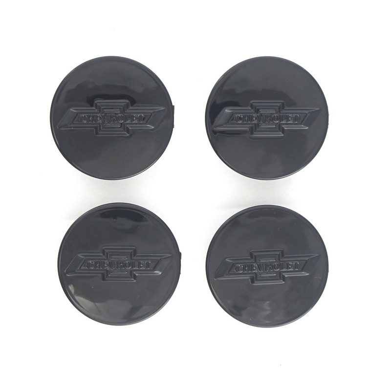 2013-2023 Chevrolet Traverse Licensed Wheel Cap Emblem Set Gloss Black 4Pcs ABS Plastic