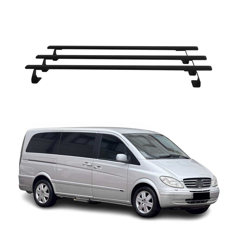 2016-2023 Mercedes Metris Fix Points Roof Racks Cross Bar Black 3 Pcs