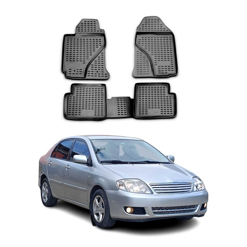 2003-2008 Toyota Corolla Floor Mats Liners Full Set All Weather Black