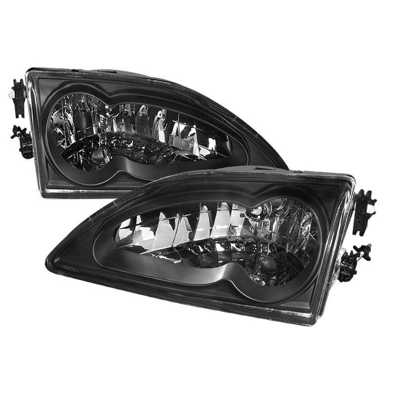 1994-1998 Ford Mustang Factory Style Headlights Matte Black/Clear Lens