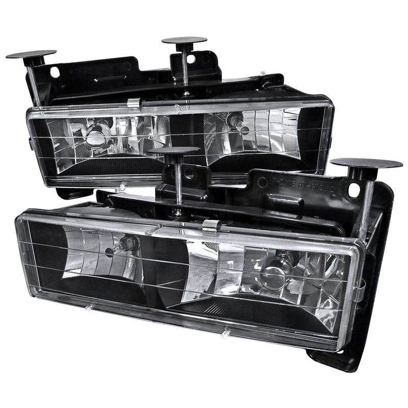 1988-1998 Chevy C/K C10/Tahoe/Sierra/Yukon/Suburban Crystal Headlights Black