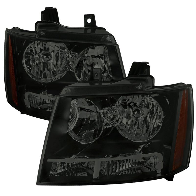 2007-2014 Chevy Avalanche/Tahoe/Suburban Factory Headlights Matt Black/Smoke