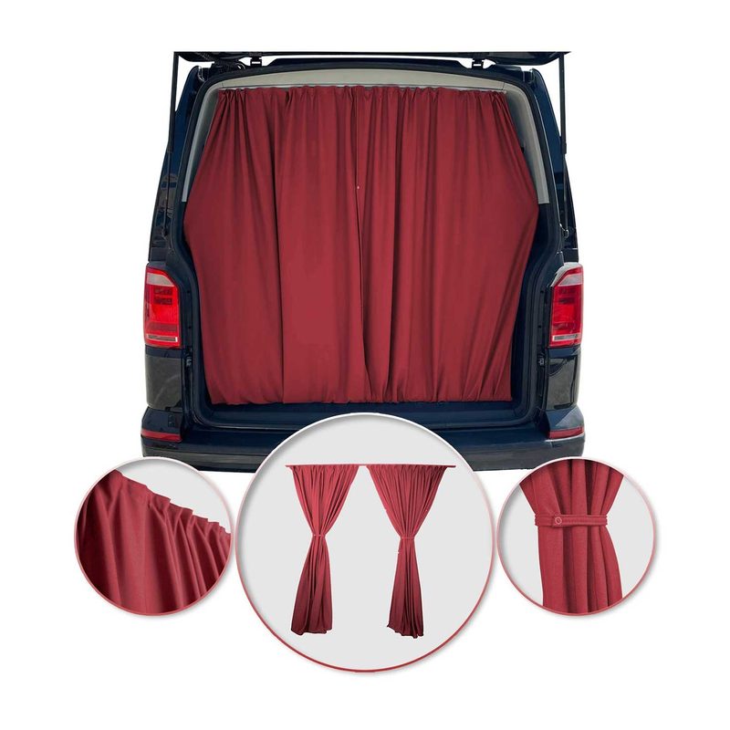 GMC Safari Trunk Tailgate Curtains Red 2 Privacy Curtains
