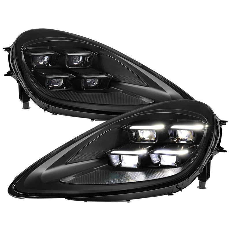 For Porsche Cayenne 2018-2023 Matrix LED Projector Headlights DRL Dynamic Black Clear Lens Glossy Accents