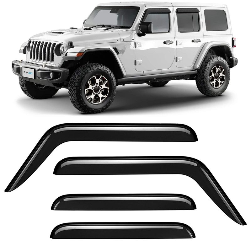 Clim Art Wind Deflectors for Jeep Gladiator / Wrangler 2018-2026 Dark Smoke 4Pcs