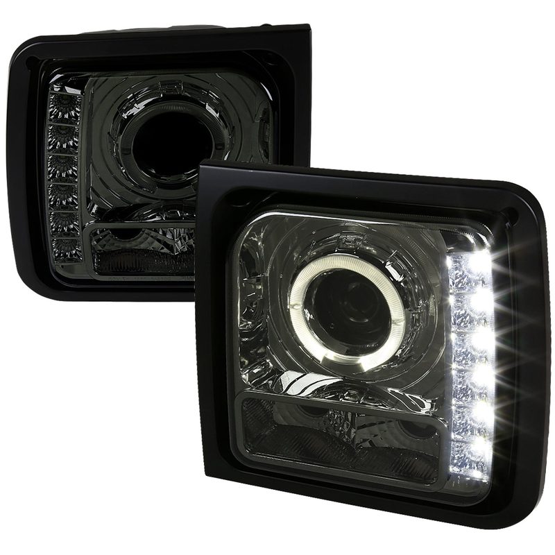 1997-2001 Jeep Cherokee Halo Projector Headlights SMD LED Light Chrome/Smoke