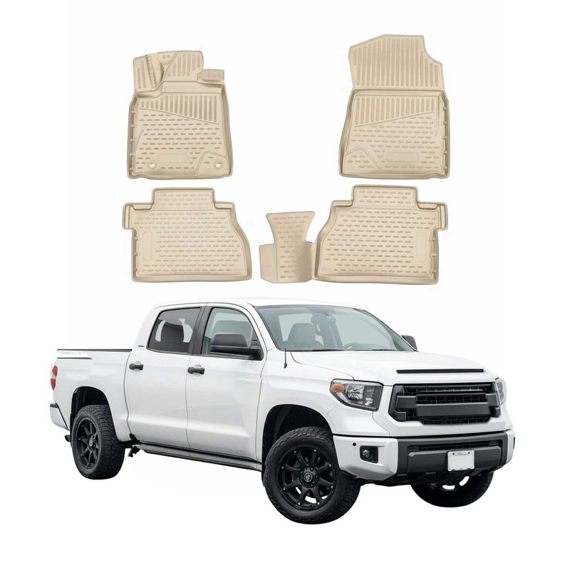 2014-2021 Toyota Tundra CrewMax Floor Mats Liners Full Set All Weather Beige