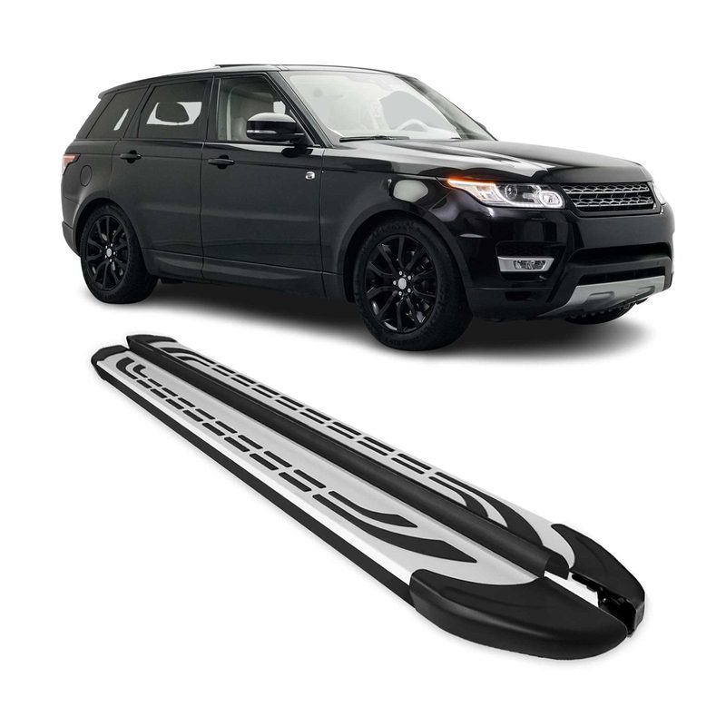 2014-2022 Land Rover Range Rover Sport Running Boards Side Steps Silver & Black