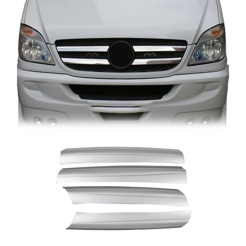 2006-2013 Mercedes Sprinter W906 Front Bumper Grill Trim Molding Stainless Steel 4x