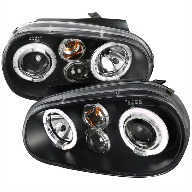1999-2006 VW Golf Mk4 GTI/R32 Cabrio Dual Halo Projector Headlights Matt Black
