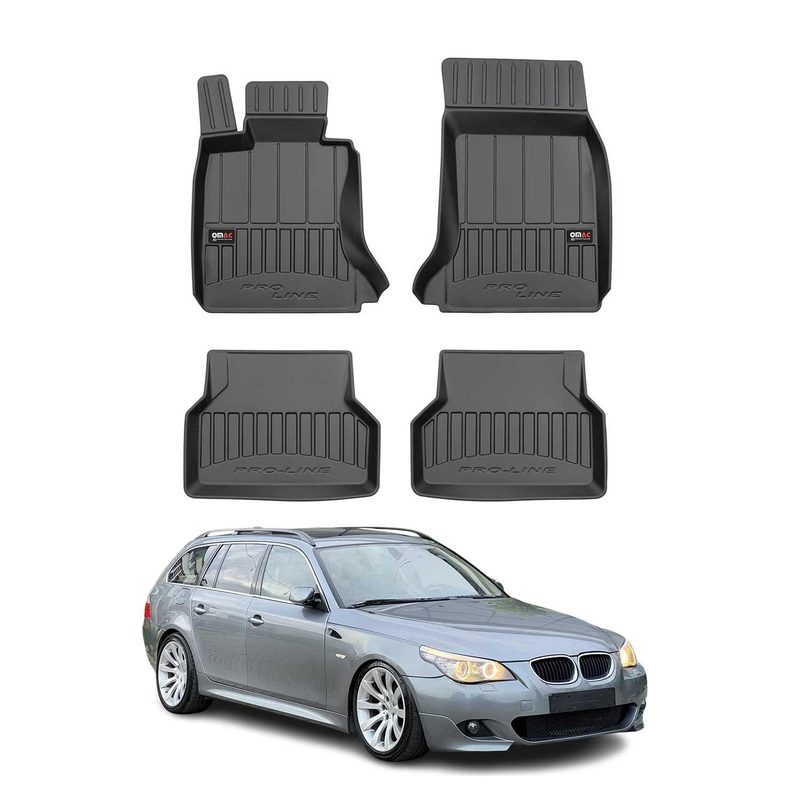 2004-2010 BMW 5 Series E61 Wagon Premium Floor Mats Liners Full Set All Weather Heavy Duty Black